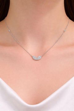Real 1.25 Carat SI/H Marquise Round Diamond Charm Necklace 14 Karat White Gold