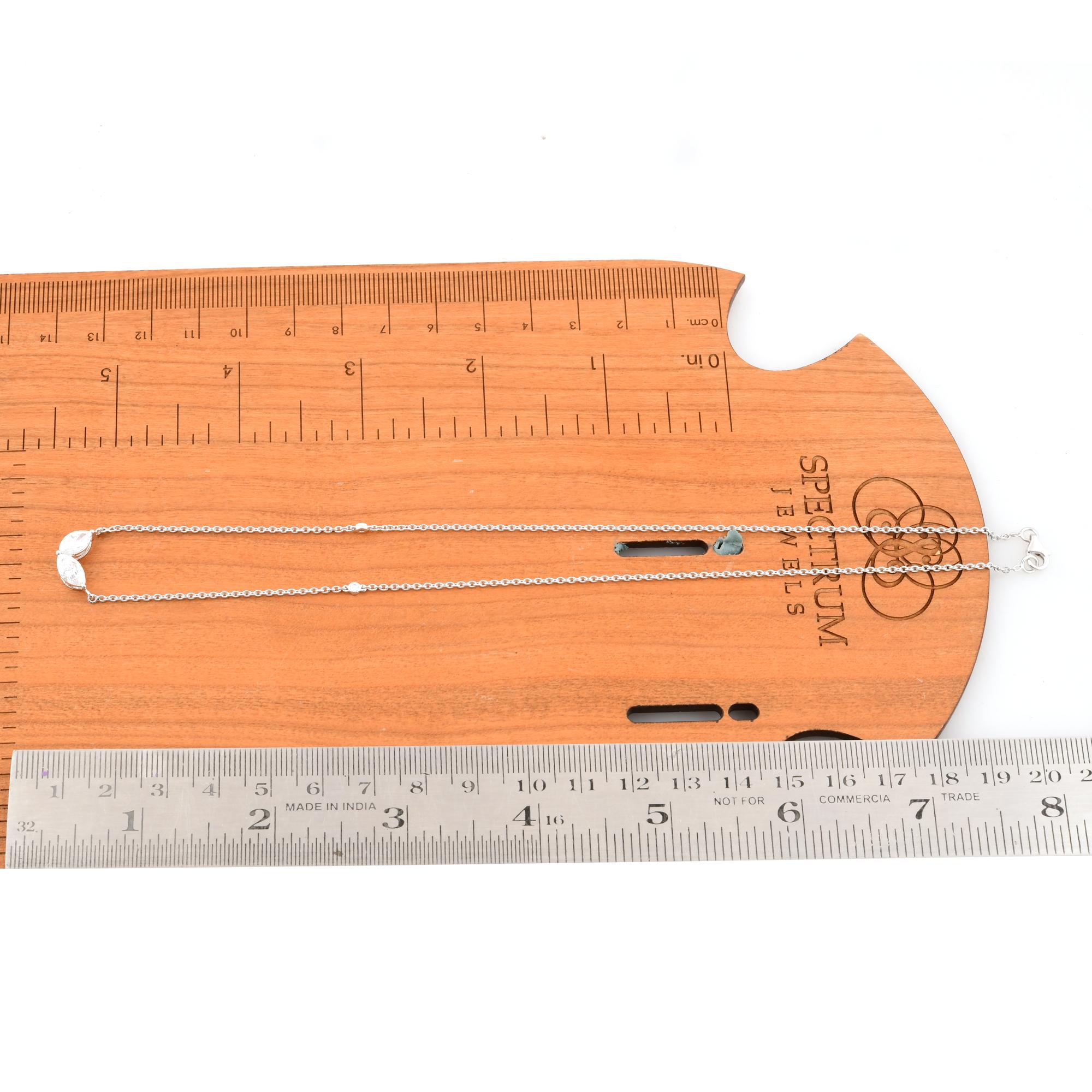 Collier à breloques en or blanc 18 carats avec diamant rond marquise de 1,25 carat SI/H Neuf - En vente à Diera, Dubai