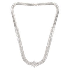 Collana di diamanti tondi e marquise da 12,50 carati reali in oro bianco 14 carati