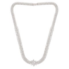 Real 12.50 Carat Marquise & Round Diamond Necklace 18 Karat White Gold Jewelry
