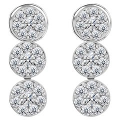 Boucles d'oreilles en or blanc 18 carats avec un vrai diamant de 1.26 carat SI Clarity HI Color