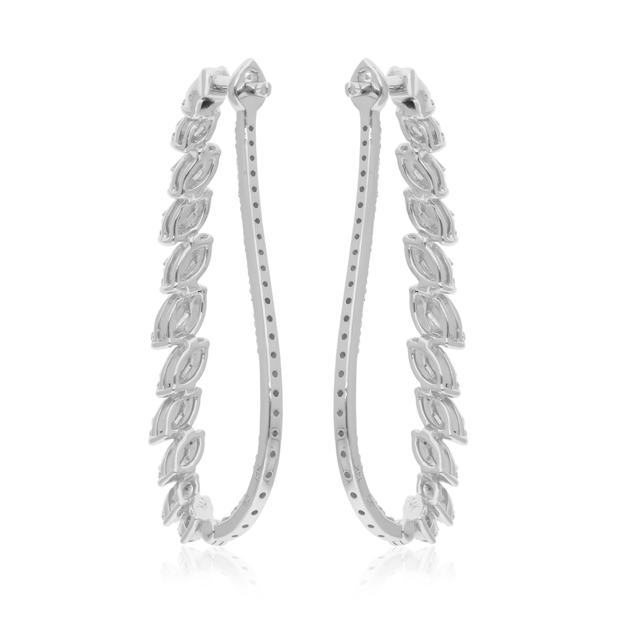 Echte 1,26 Karat SI/H Baguette Runde Diamant Ohrringe 14 Karat Weißgold Schmuck Damen im Angebot