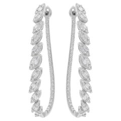 Véritable 1.26 Carat SI/H Baguette Round Diamond Earrings 14 Karat White Gold Jewelry