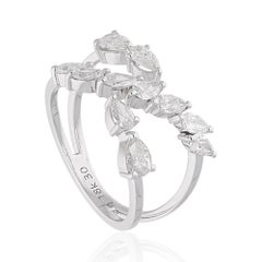 Anillo de diamantes talla pera brillante SI/H de 1,28 quilates reales Joyas de oro blanco de 18 quilates