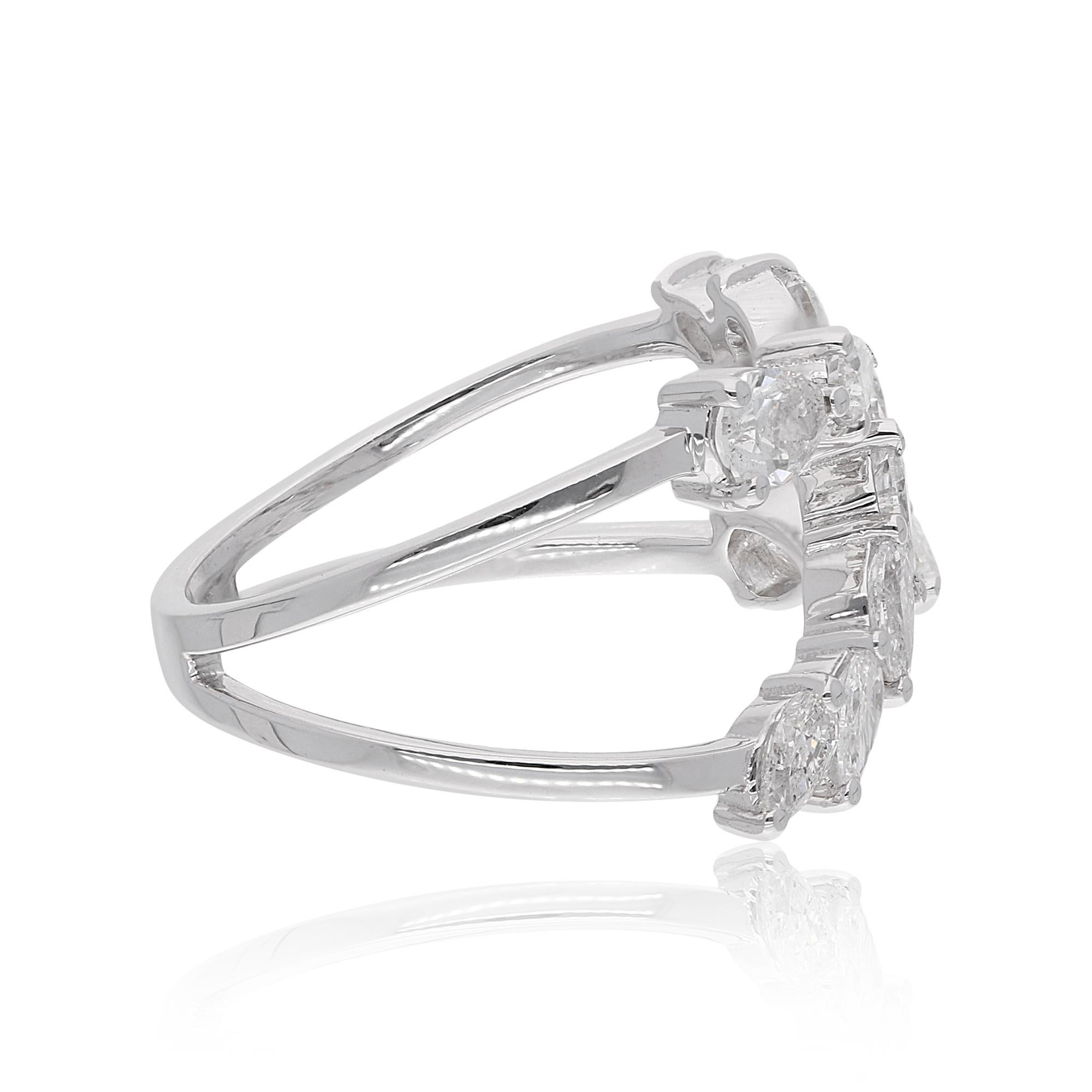 Moderno Vero anello di diamanti da 1,28 carati SI/H con taglio a pera Brilliante Gioielli in oro bianco 18 carati in vendita
