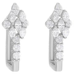 Orecchini di diamanti tondi marquise reali da 1,29 carati SI/H Gioielli in oro bianco 18 carati