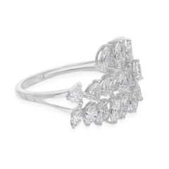 Real 1.3 Carat SI/H Marquise Pear Brilliant Cut Diamond Ring 18 Karat White Gold