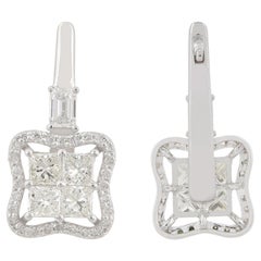 Real 1.32 Carat SI Clarity HI Color Diamond Clover Stud Earrings 18k White Gold