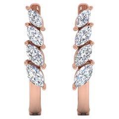 Real 1,32 Karat SI/H Marquise-Diamant-Ohrringe aus 18 Karat Roségold mit Brillantschliff