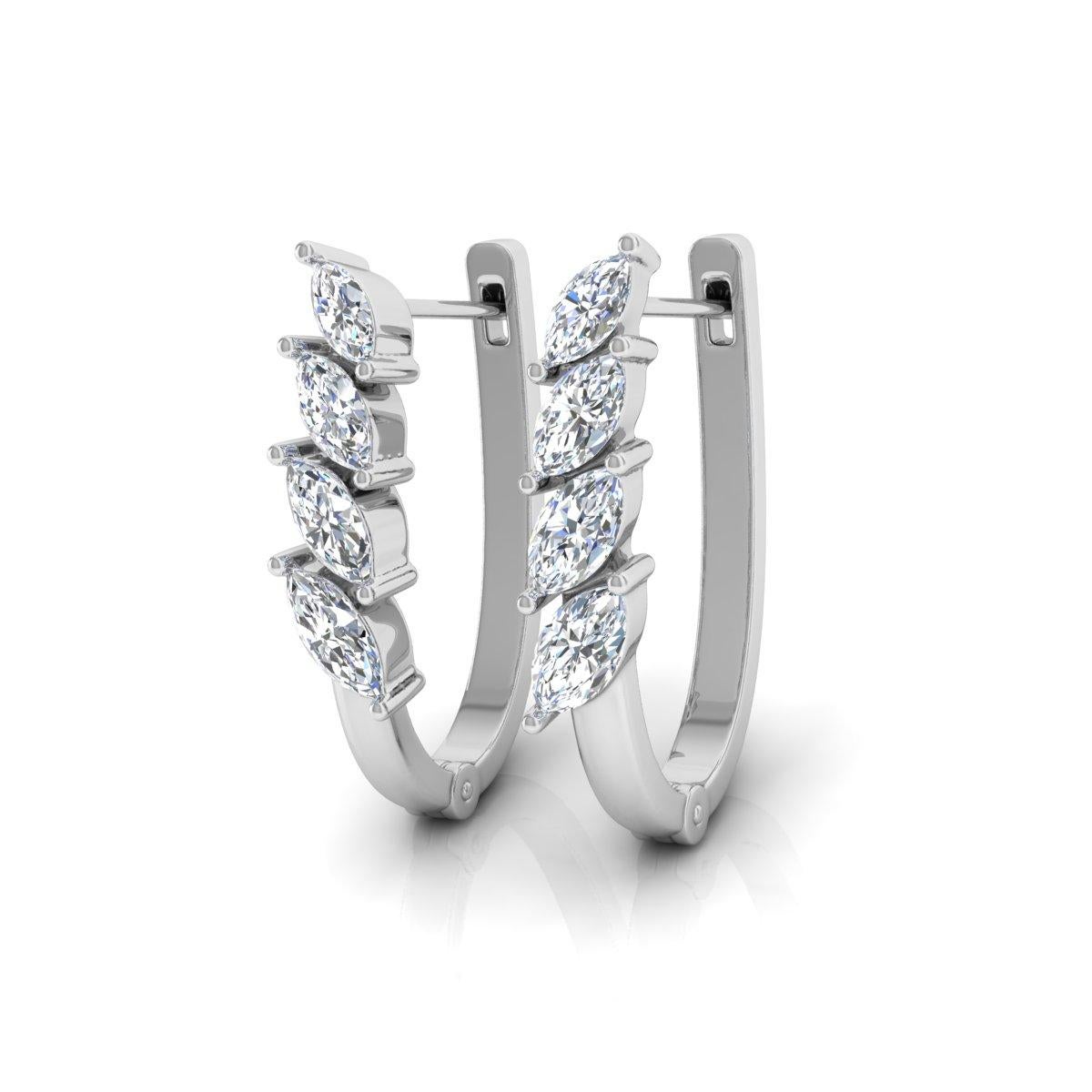 Taille Marquise Boucles d'oreilles en or blanc 18 carats avec diamant taille marquise brillant de 1.32 carat SI/H en vente
