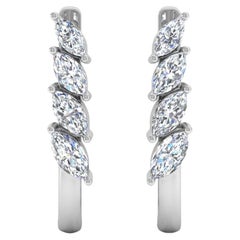Real 1.32 Carat SI/H Marquise Brilliant Cut Diamond Earrings 18 Karat White Gold
