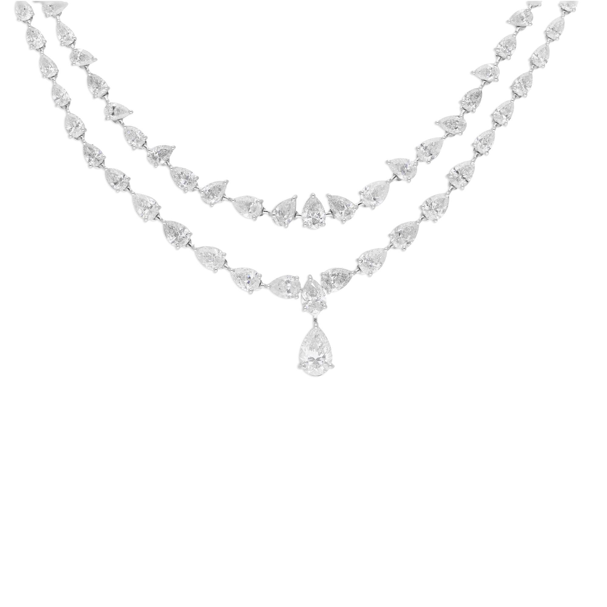 Auténtico collar de diamantes talla brillante pera de 13,21 quilates Joyas de oro blanco de 14 quilates Corte pera en venta