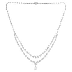 Real 13.21 Carat Pear Brilliant Cut Diamond Necklace 14 Karat White Gold Jewelry