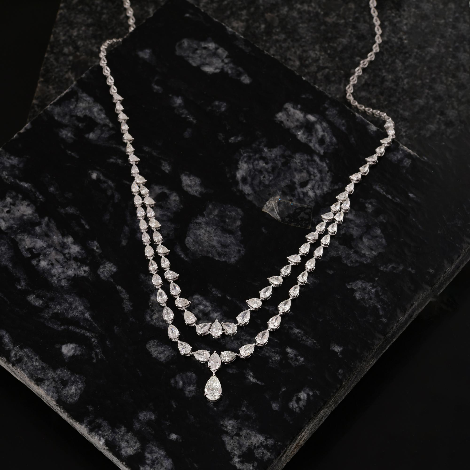 Modern Real 13.21 Carat Pear Brilliant Cut Diamond Necklace 18 Karat White Gold Jewelry For Sale