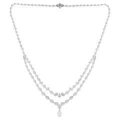 Real 13.21 Carat Pear Brilliant Cut Diamond Necklace 18 Karat White Gold Jewelry