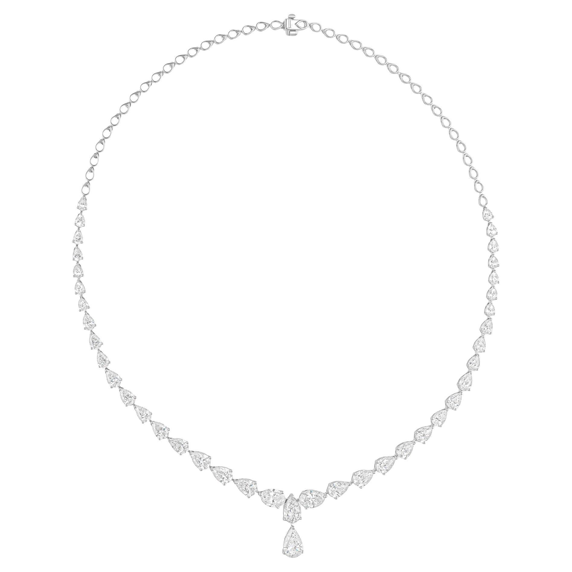 Collar de diamantes talla pera brillante de 13,49 quilates reales Joyas de oro blanco de 18 quilates en venta