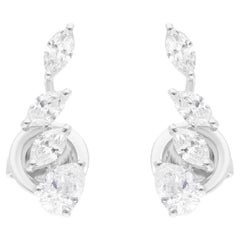 Boucles d
oreilles en or blanc 14 carats avec diamants taille poire marquise de 1,35 carat SI/H