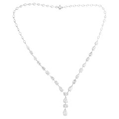 Real 14.2 Carat SI Clarity HI Color Multi Diamond Necklace 18 Karat White Gold