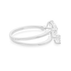 Real 1.43 Carat SI Clarity HI Color Pear Diamond Cuff Ring 14 Karat White Gold