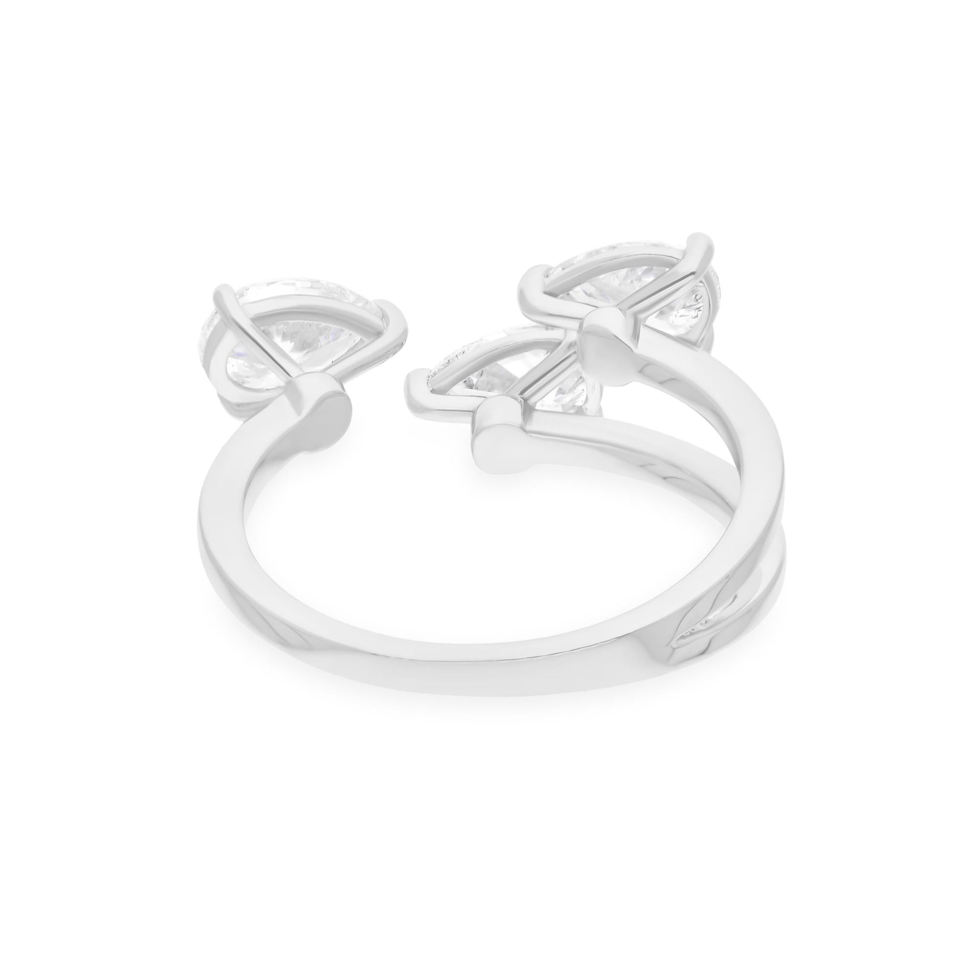 Moderno Vero anello da polso con diamante a pera da 1,43 carati, purezza SI e colore HI, oro bianco 14 carati in vendita