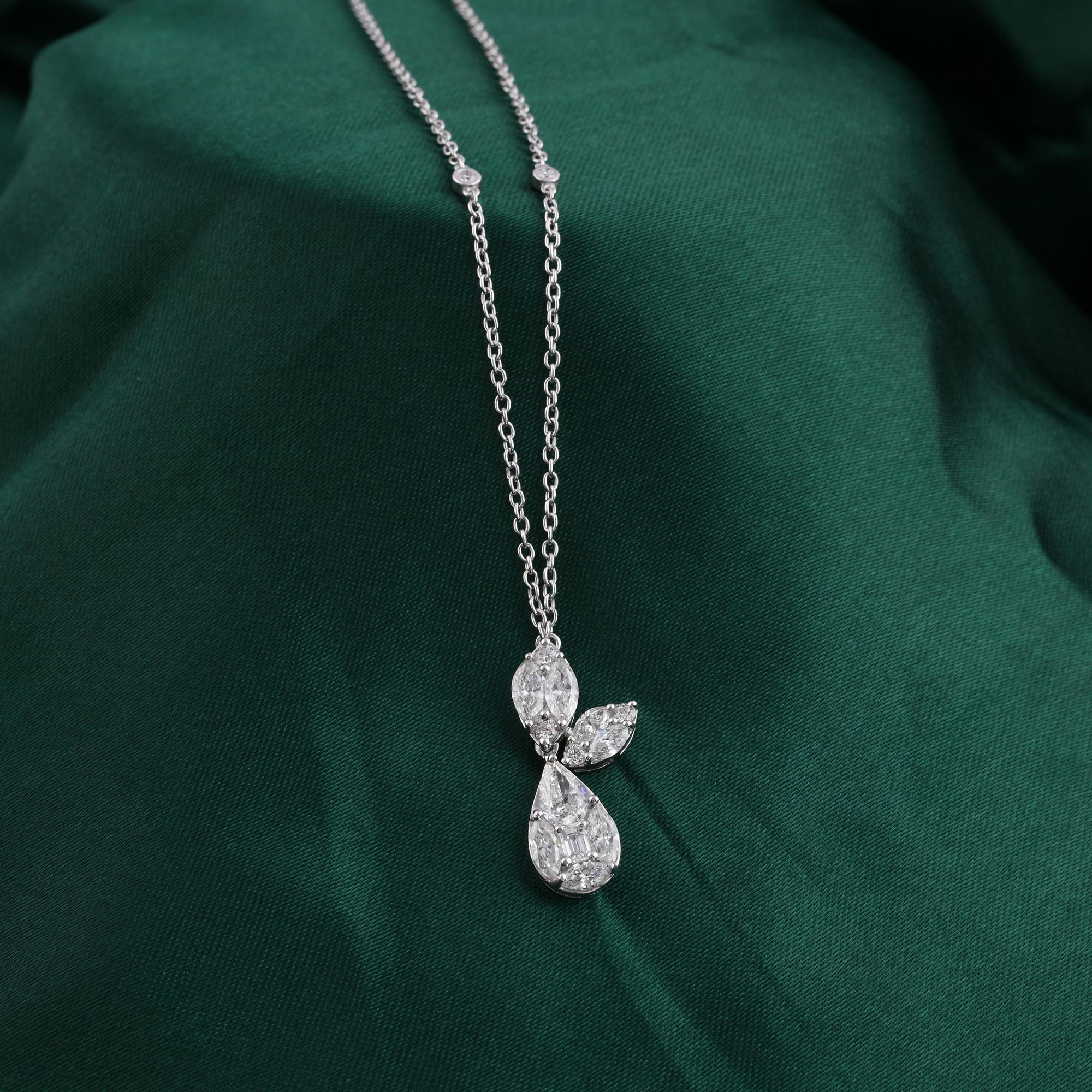 Echte 1,46 Karat SI Reinheit HI Farbe Diamant-Anhänger Halskette 18 Karat Weißgold im Zustand „Neu“ im Angebot in Diera, AE