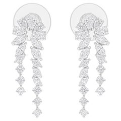 Boucles d
oreilles en or blanc 14 carats avec diamants véritables taille poire marquise de 1,46 carat SI/H