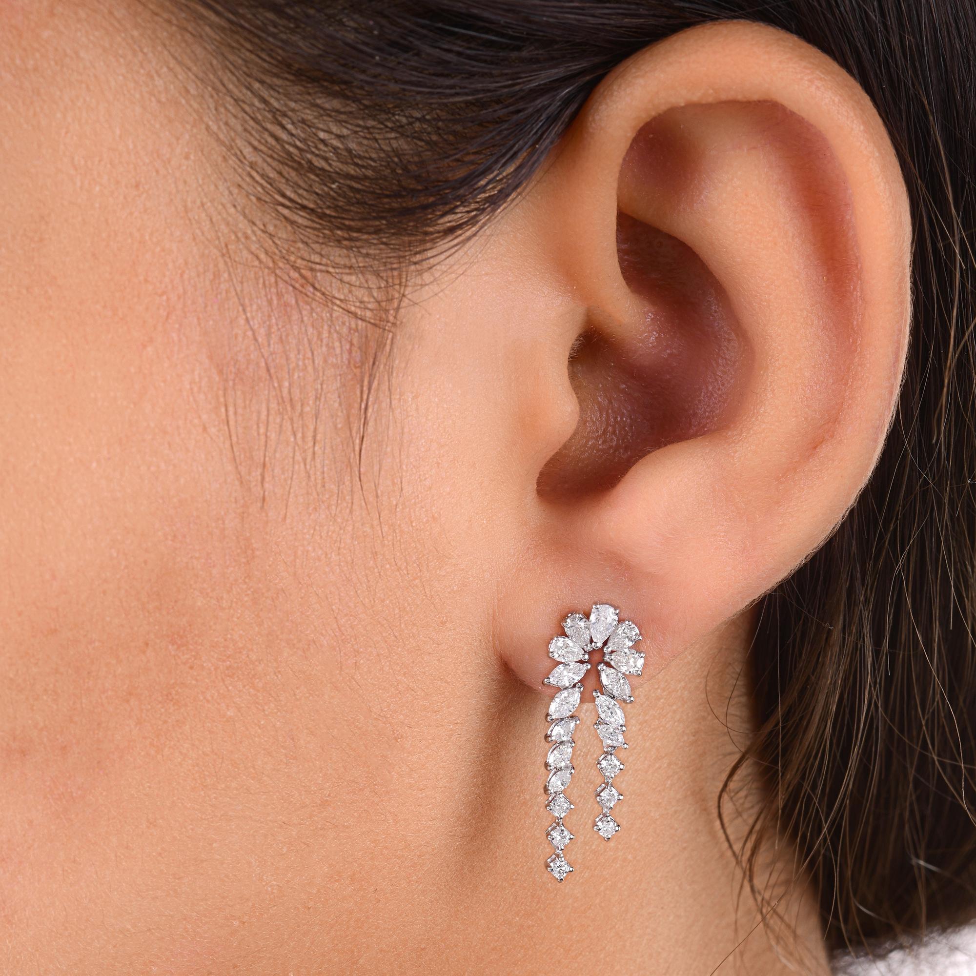 Pendientes de diamantes marquesa pera SI/H reales de 1,46 quilates Joyas de oro blanco de 18 quilates en Nuevo estado para la venta en Diera, Dubai