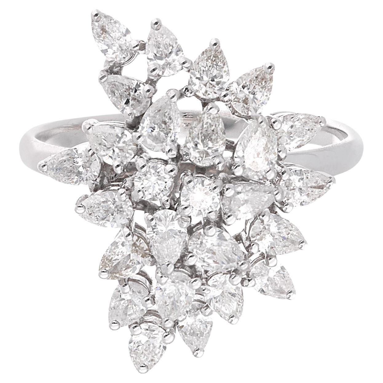 Echte 1,46 Ct SI/H Birne Rund Brillant Diamant Ring 18 Karat Weißgold Schmuck