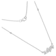 Collar con diamantes talla esmeralda pera SI/H de 1,49 quilates reales Oro blanco de 18 quilates