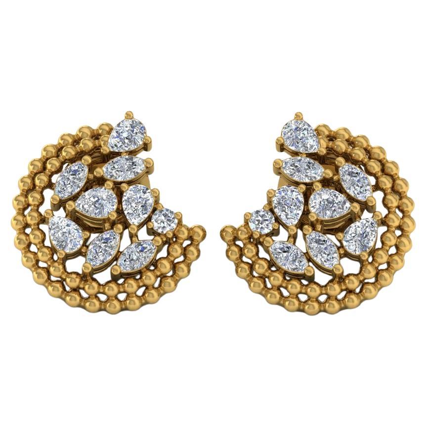 Real 1.50 Carat SI/H Pear Marquise Diamond Earrings 18 Karat Yellow Gold Jewelry