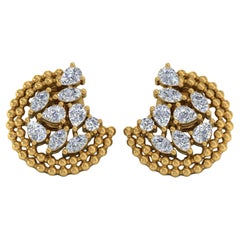 Pendientes de diamantes marquesa pera SI/H de 1,50 quilates reales Joyas de oro amarillo de 18 quilates