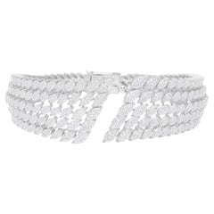 Real 15,13 Karat SI/H Marquise Diamant-Manschettenarmreif aus 18 Karat Weißgold mit Diamanten