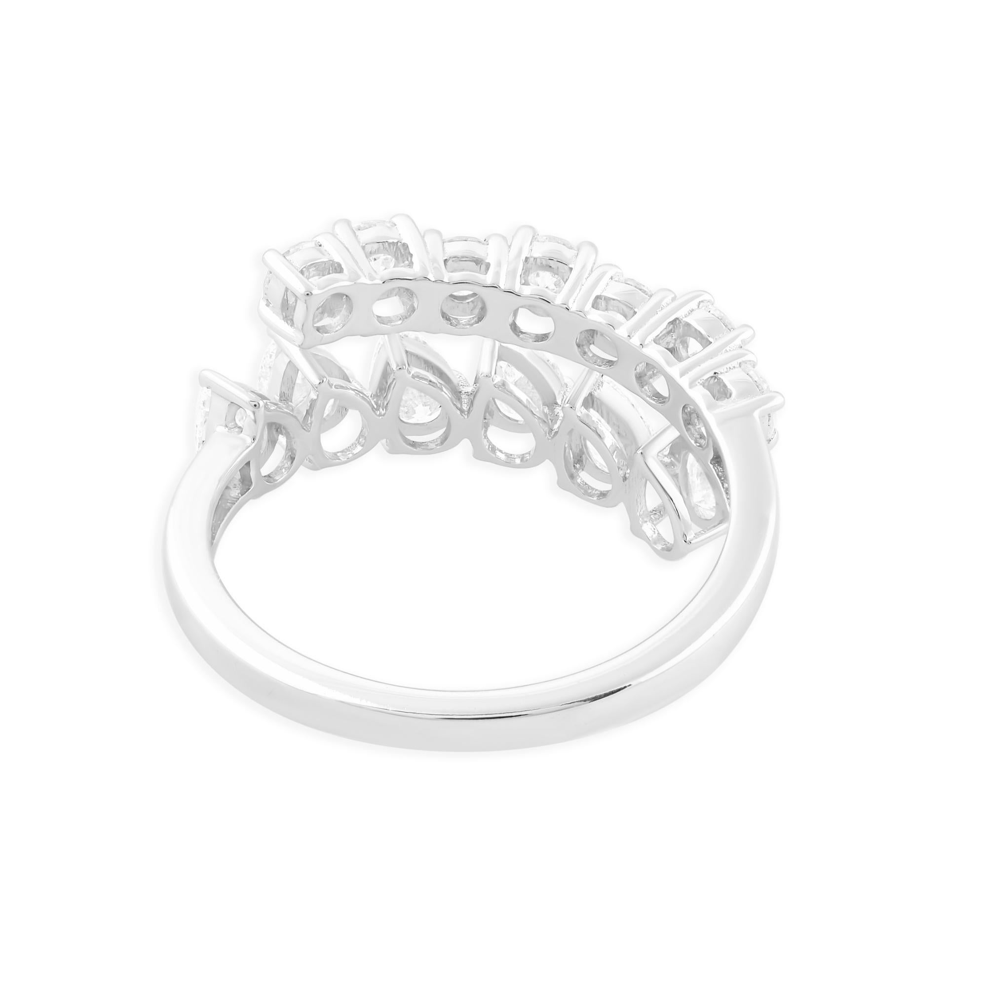 Moderno Vero anello di diamanti da 1,52 carati SI/H Pear Round Brilliante Cut in oro bianco da 18 carati in vendita