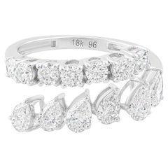 Real 1.52 Carat SI/H Pear Round Brilliant Cut Diamond Ring 18 Karat White Gold