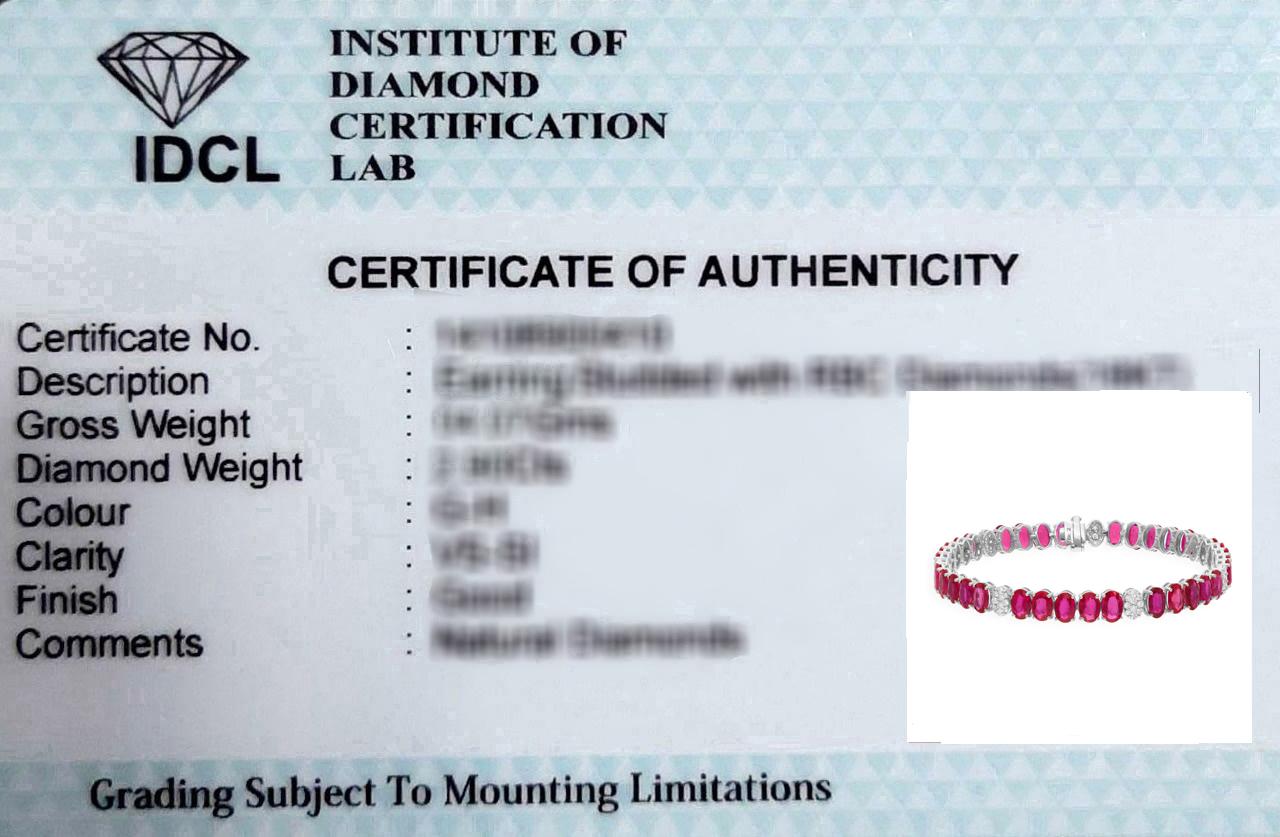 Bracciale con gemme di rubino da 15,50 carati reali e 0,85 carati di diamanti SI/H in oro bianco 18 carati in vendita 4