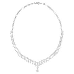 Real 15.79 Carat SI/H Pear Diamond Necklace 18 Karat White Gold Handmade Jewelry