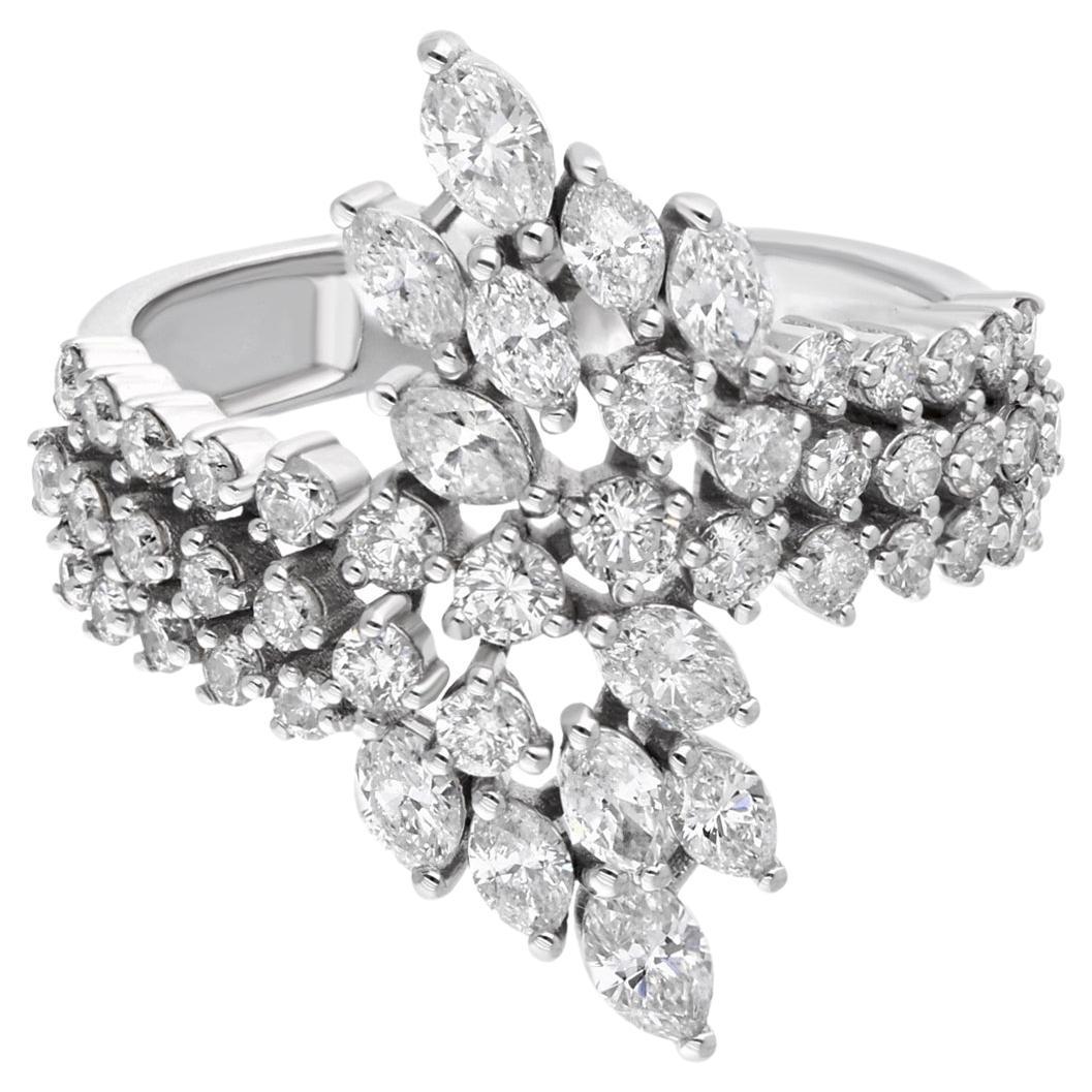 Real 1.6 Carat SI Clarity HI Color Diamond Wrap Ring 14 Karat White Gold Jewelry For Sale