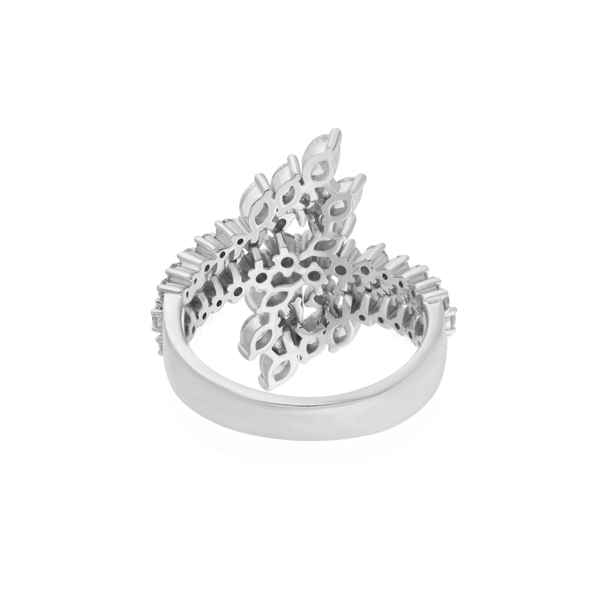Modern Real 1.6 Carat SI Clarity HI Color Diamond Wrap Ring 18 Karat White Gold Jewelry For Sale