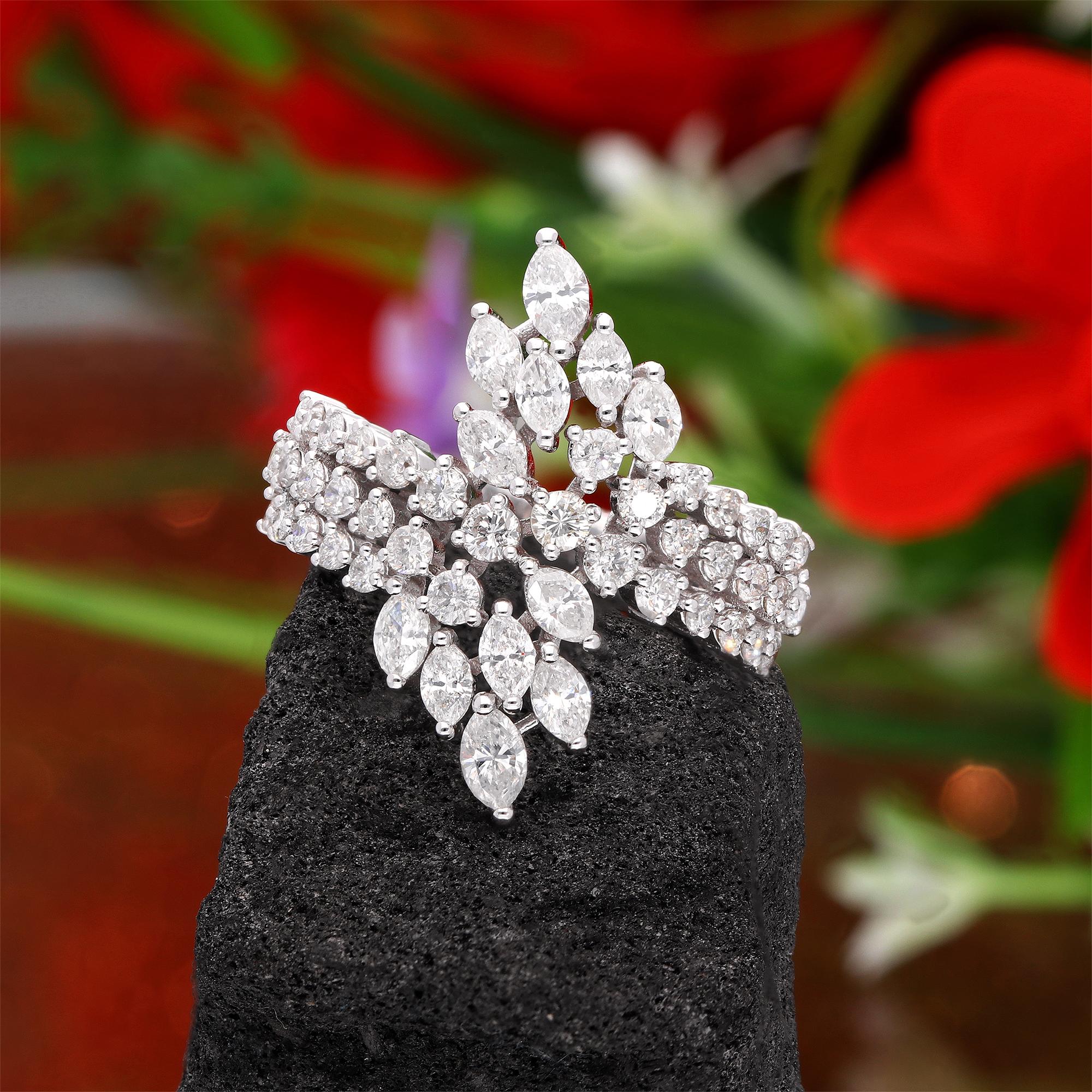 Real 1.6 Carat SI Clarity HI Color Diamond Wrap Ring 18 Karat White Gold Jewelry In New Condition For Sale In Diera, Dubai