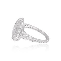 Real 1.61 Carat Marquise Diamond Dome Ring 18 Karat White Gold Handmade Jewelry