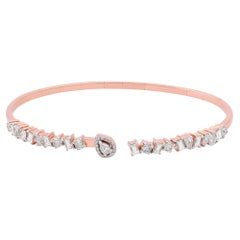 Bracciale con diamanti reali da 1,62 carati Bracciale in oro rosa 14 carati Gioielli fatti a mano