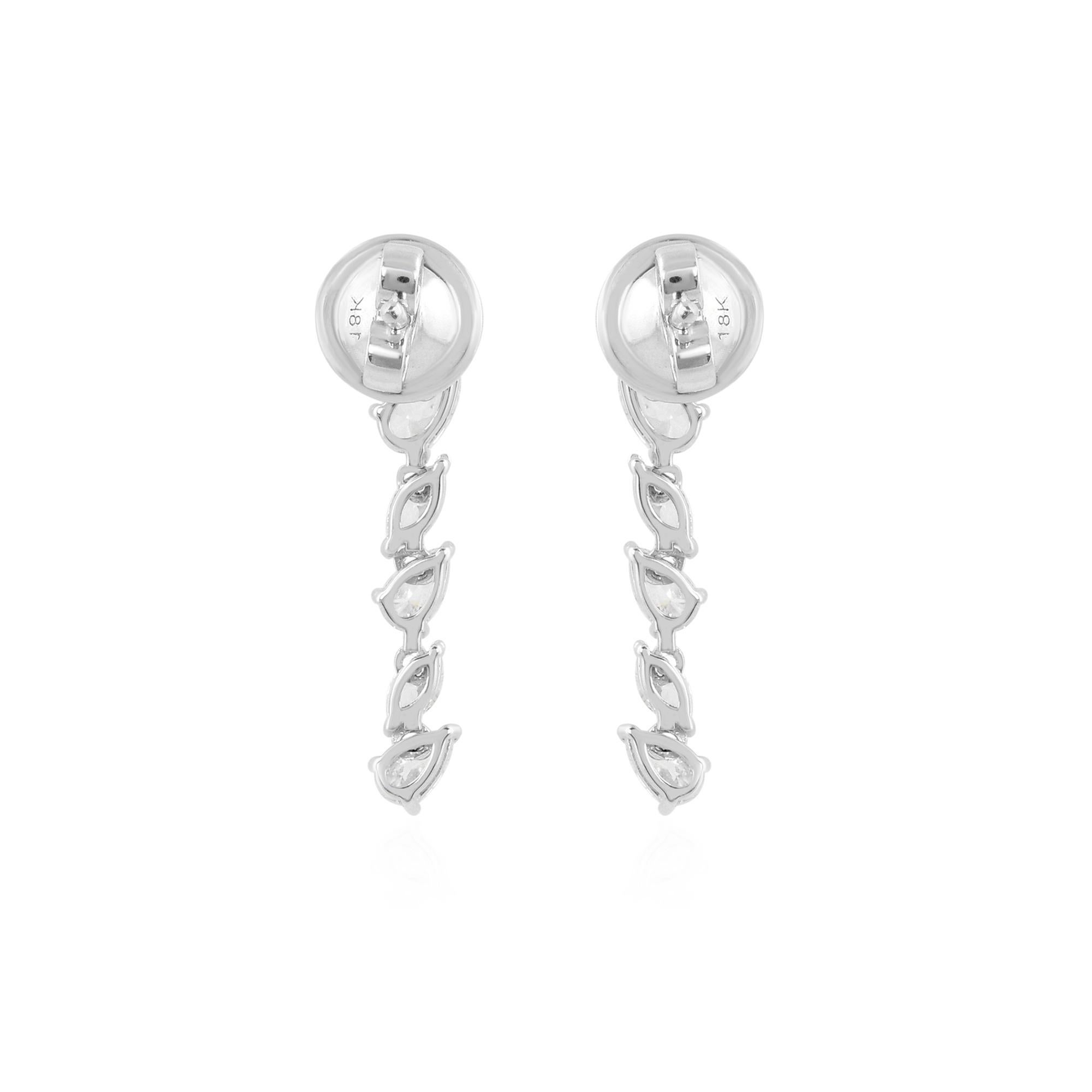 Moderne Boucles d'oreilles en or blanc 18 carats avec diamants de couleur « SI Clarity » de 1,62 carat en vente