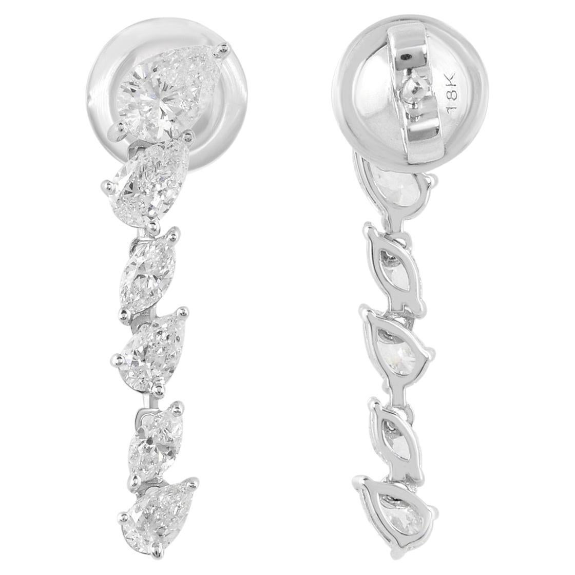 Real 1.62 Carat SI Clarity HI Color Diamond Earrings 18 Karat White Gold Jewelry