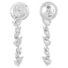 Real 1.62 Carat SI Clarity HI Color Diamond Earrings 18 Karat White Gold Jewelry