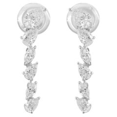 Pendientes de diamantes auténticos de 1,62 quilates con claridad SI y color HI Joyas de oro blanco de 18 quilates