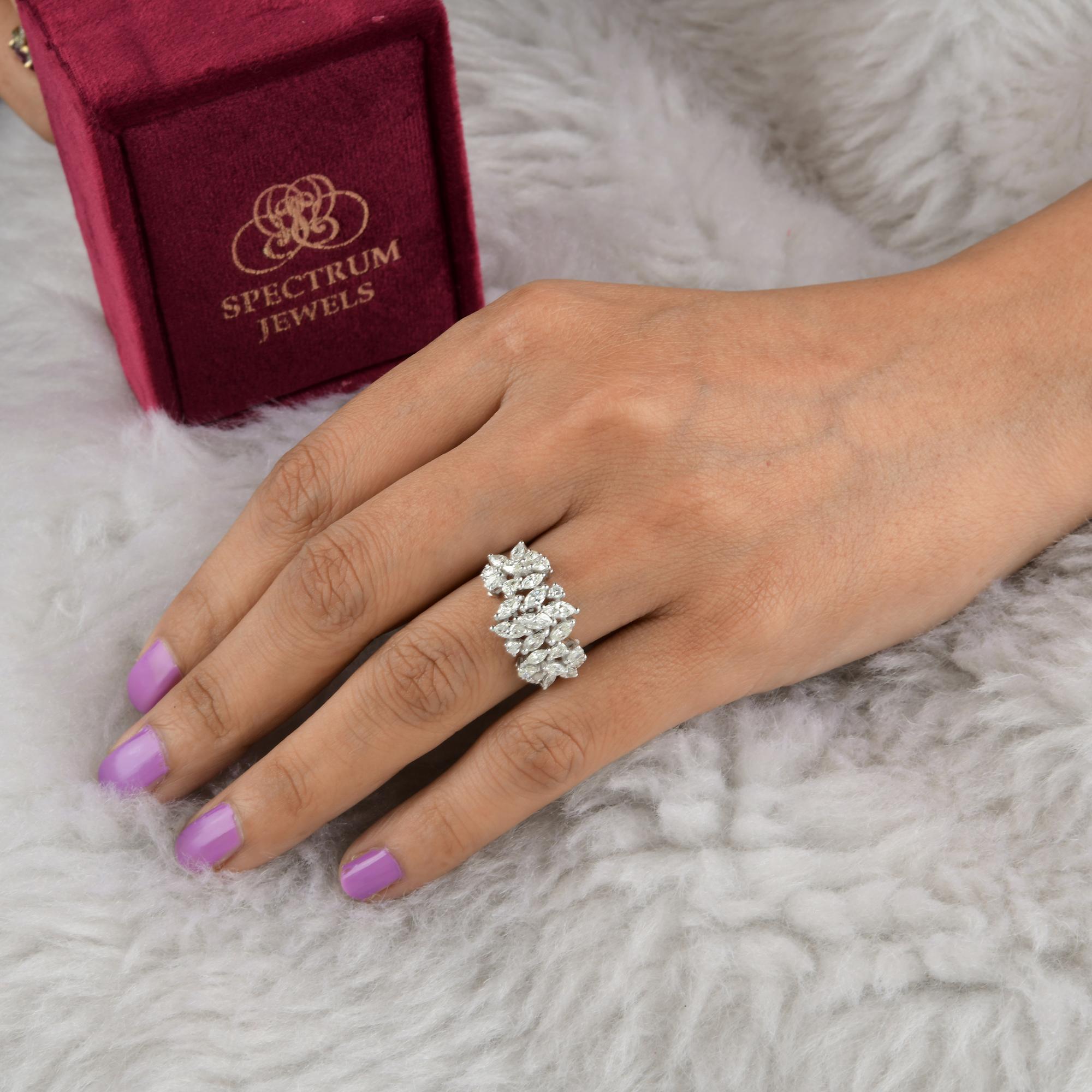 Real 1.62 Carat SI Clarity HI Color Multi Shape Diamond Ring 18 Karat White Gold In New Condition For Sale In Diera, Dubai