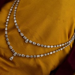 Real 16.43 Carat SI/H Multi Shape Diamond Necklace 18 Karat White Gold Jewelry