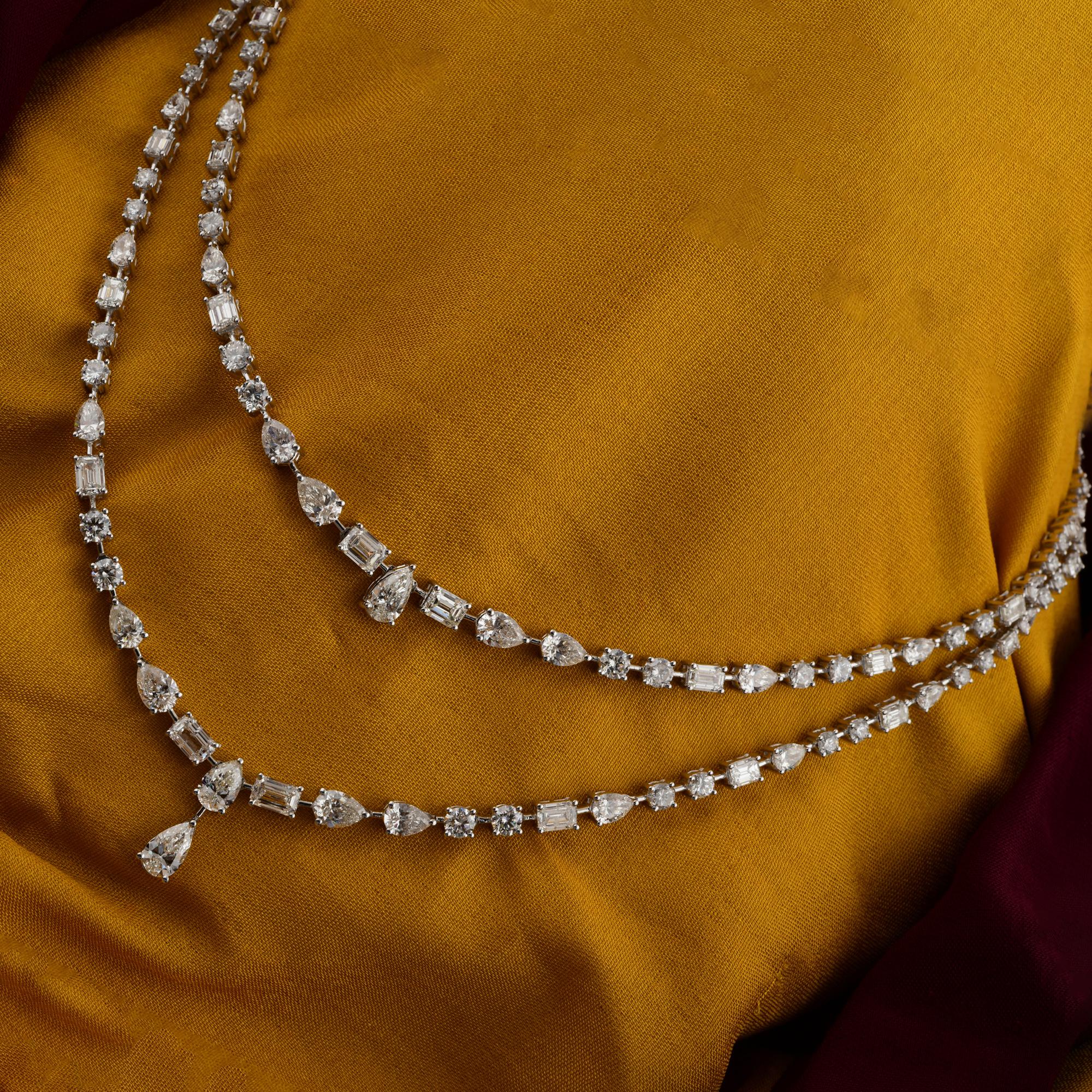 Moderne Collier de diamants multiformes de 16,43 carats SI/H en or blanc 18 carats en vente