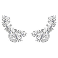 Boucles d'oreilles en or blanc 18 carats avec un vrai diamant de 1.68 carat SI Clarity HI Color