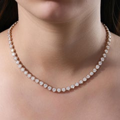Collana a catena con diamanti tondi da 16 carati in oro rosa da 18 carati